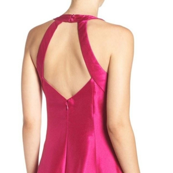 𝅺Eliza J Fuschia Embellished Neck Mikado Gown - Picture 6 of 13